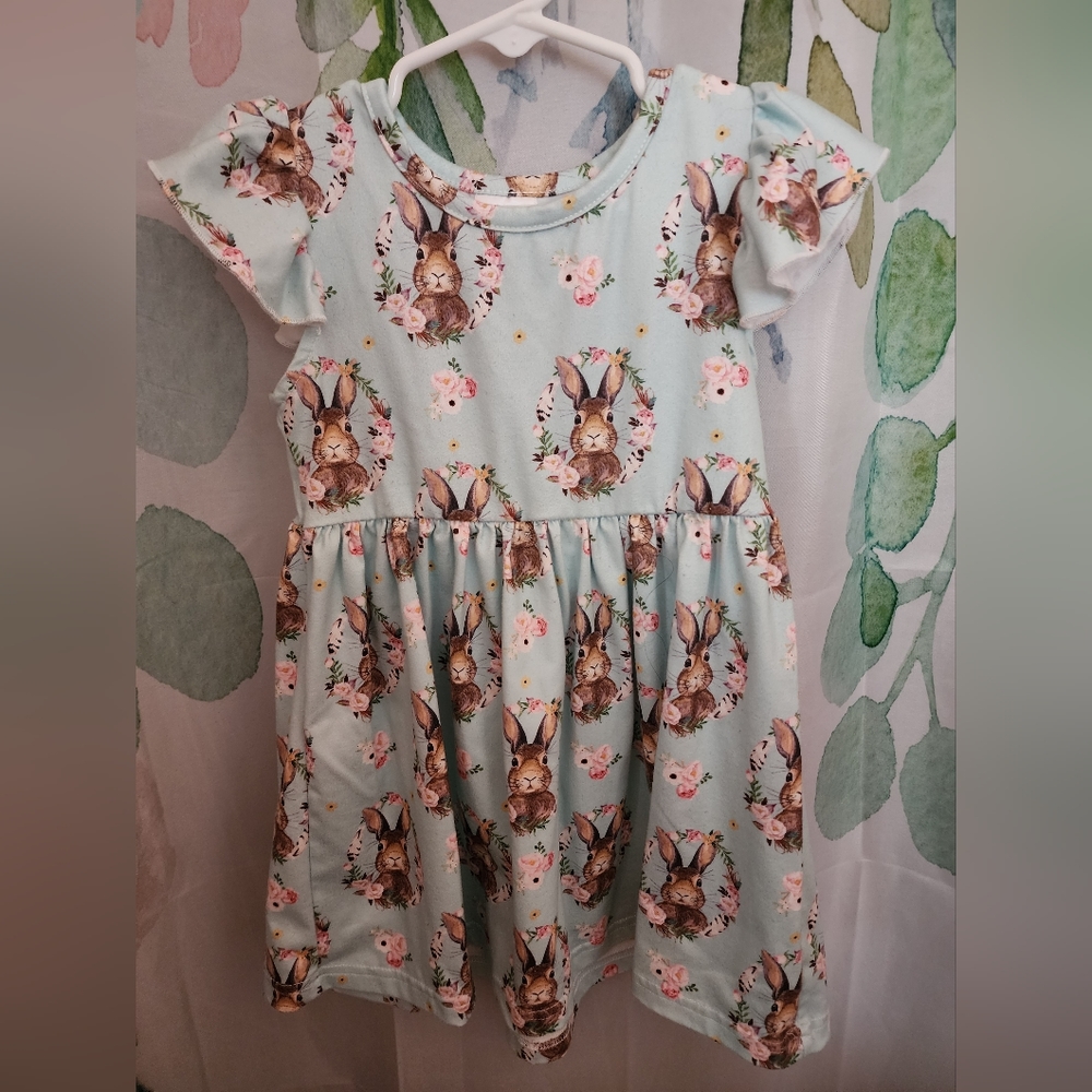 Shein Toddler Girl Easter Bunny Peter Cottontail Dress sz 2T-3T